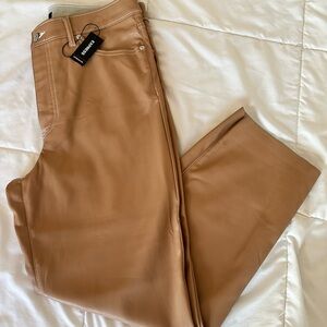 Express Faux Leather Trousers Straight Cut super high Rise